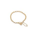 Pulseira De Ouro 18k Elo Português Com Fecho De Coração De 5mm Com 20cm