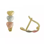 Brinco De Ouro 18k Corações Tricolores