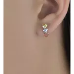 Brinco De Ouro 18k Corações Tricolores