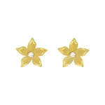 Brinco De Ouro 18k Flor Com Zircônia