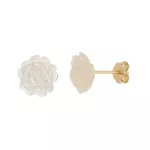Brinco De Ouro 18k Flor De Madre Pérola 8mm