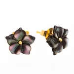 Brinco de Ouro 18K Flor de Madre Pérola Negra de 10mm