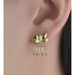 Brinco De Ouro 18k Folha Com 4 Elos