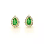 Brinco De Ouro 18k Gota Verde com Zircônias