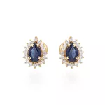 Brinco De Ouro 18k Mademoiselle Azul Com Zircônias 