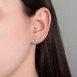 Brinco De Ouro 18k Mademoiselle Verde Com Zircônias 