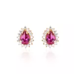 Brinco De Ouro 18k Mademoiselle Vermelho Com Zircônias 