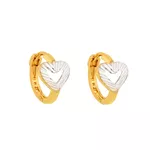 Brinco De Ouro 18k Meia argola coração em ouro branco