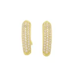 Brinco De Ouro 18k Meia Argola Cravina Plus Com Zircônias 