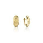 Brinco De Ouro 18k Meia Argola Detalhada