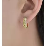 Brinco De Ouro 18k Meia Argola Trabalhada De 15mm