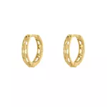 Brinco De Ouro 18k Meia argola trabalhada vazada
