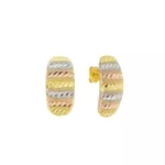 Brinco De Ouro 18k Meia Argola Tricolor de 1,6cm
