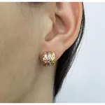 Brinco De Ouro 18k Meia Argola Tricolor De 10mm