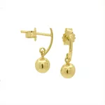 Brinco De Ouro 18k Meia lua com bolinha 5mm