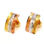 Brinco De Ouro 18k Mini Escravas Tricolor