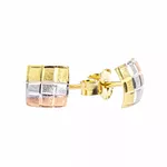 Brinco De Ouro 18k Quadrado Tricolor