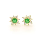 Brinco De Ouro 18k Sol Verde de Zircônias