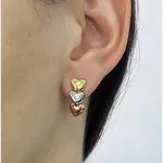 Brinco De Ouro 18k Três Corações Tricolores