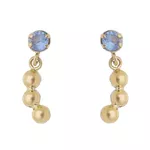Brinco De Ouro 18k Zircônia Azul Com Bolinhas