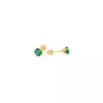 Brinco De Ouro 18k Zircônia Esmeralda 2,5mm