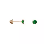 Brinco De Ouro 18k Zircônia Esmeralda De 3mm