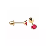 Brinco De Ouro 18k Zircônia Rubi De 3mm
