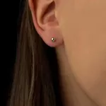 Brinco De Ouro Branco 18k Bolinha 4mm