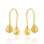 Brinco Infantil De Ouro 18k Anzol Com Bolinhas De 4mm