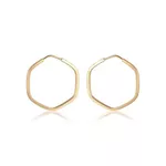 Brinco Infantil De Ouro 18k Argola Fio Quadrado Hexágono De 10mm