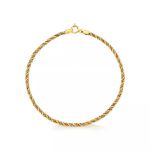 Pulseira De Ouro 18k Corda Tricolor De 2,1mm Com 16cm
