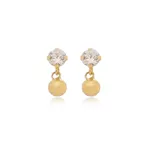 Brinco infantil de Ouro 18k Bolinha Com Pedra De Zircônia De 3mm