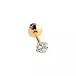 Brinco Masculino Individual De Ouro 18k Zircônia De 2,5mm