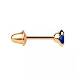 Brinco Masculino Individual De Ouro 18k Zircônia Safira De 4mm
