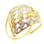 Anel De Ouro 18k Retângulos Tricolor