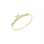 Anel Solitário de Ouro 18k Cinderela com Zircônias