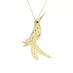 Pingente De Ouro 18k Beija-flor Vazado Grande