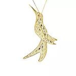 Pingente De Ouro 18k Beija-flor Vazado Grande
