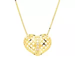 Pingente de Ouro 18k Coração Fixo Com Zircônia 