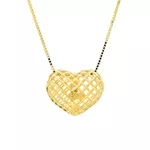 Pingente de Ouro 18k Coração Fixo Com Zircônia 