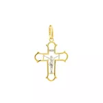 Pingente De Ouro 18k Cruz Bicolor 