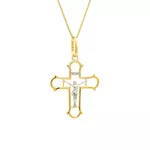 Pingente De Ouro 18k Cruz Bicolor 