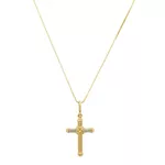 Pingente De Ouro 18k Cruz Bicolor Pequeno De 1mm