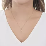 Pingente De Ouro 18k Cruz Bicolor Pequeno De 1mm