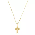 Pingente De Ouro 18k Cruz Com Zircônia