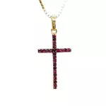 Pingente De Ouro 18k Cruz Dupla Face Com Zircônias
