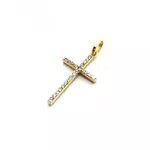 Pingente De Ouro 18k Cruz Dupla Face Com Zircônias