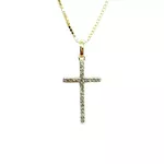 Pingente De Ouro 18k Cruz Dupla Face Com Zircônias