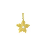 Pingente De Ouro 18k Flor Com Zircônia