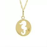 Pingente De Ouro 18k Medalhinha Cavalo Marinho vazado